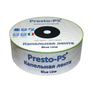 Крапельна стрічка Presto-PS щілинна Blue Line отвори через 10 см, витрата води 1,4 л/год, довжина 1000 м (BL-10-1000)