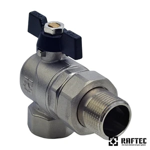 Кран кульовий для води з американкою кутовий Raftec (Ду 25) 1" ВЗ