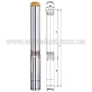 Насос відцентровий 1.1кВт H 101м Q 100л/хв Ø96мм 4SDm4/14 Dongyin