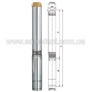 Насос відцентровий 0.55кВт H 77м Q 55л/хв Ø96мм 45м кабелю 4SEm2/11 Dongyin