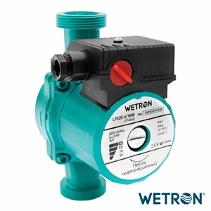 Насос циркуляционный 100Вт Hmax 6м Qmax 50л/мин Ø1½ 180мм Ø1 Wetron (774332)