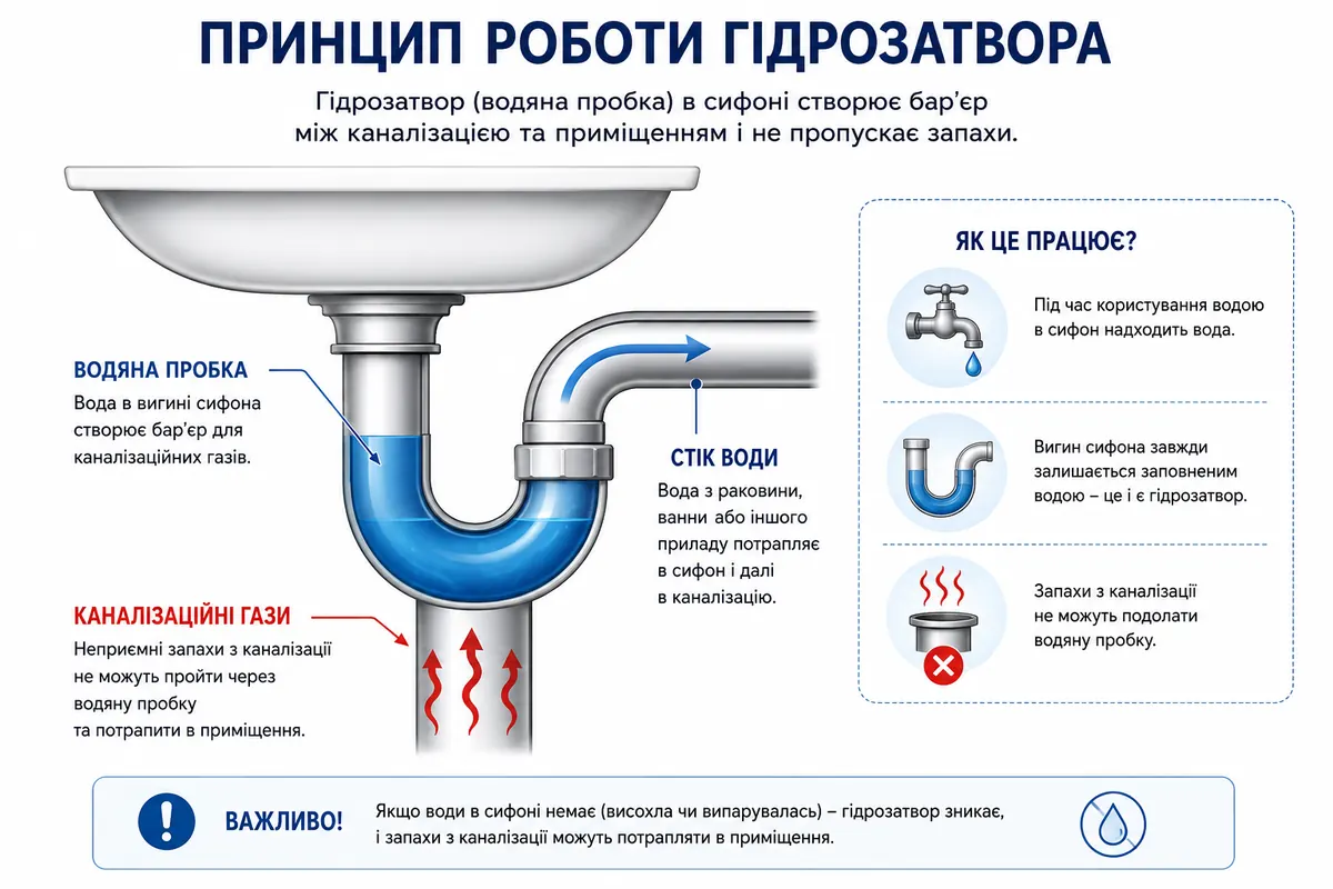 Принцип роботи гідрозатвора в каналізаційній системі